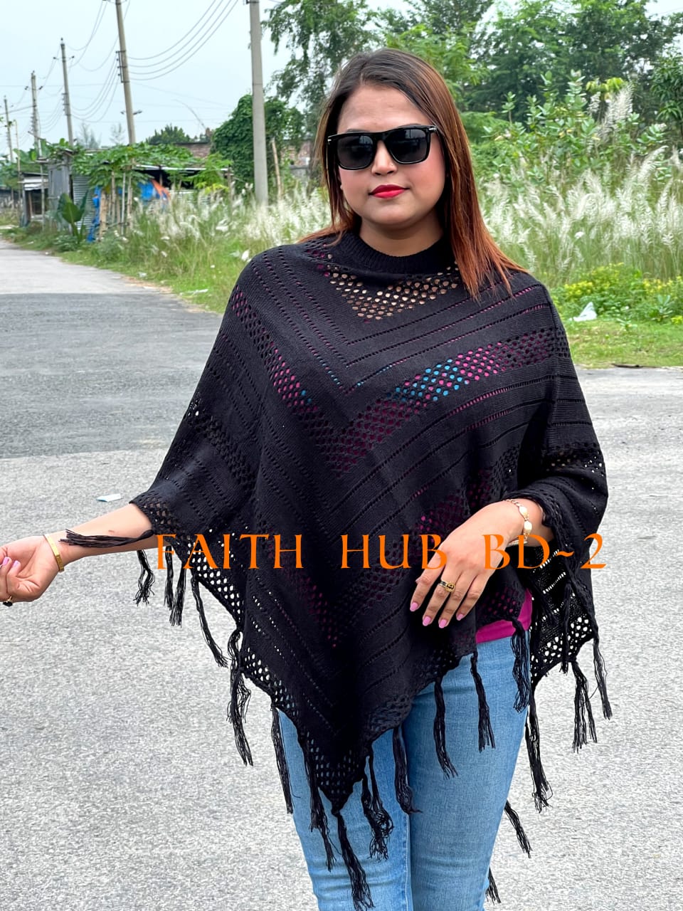 New Item Poncho 3 ( Black) 303