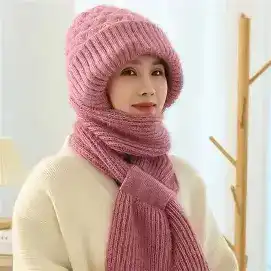 Winter Protection Windproof Cap with Scarf (pink colour)